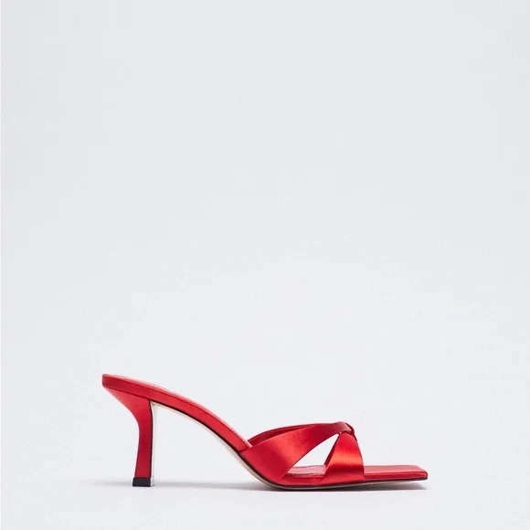 Zara Heeled Satin Effects Sandals - Picture 6 of 6